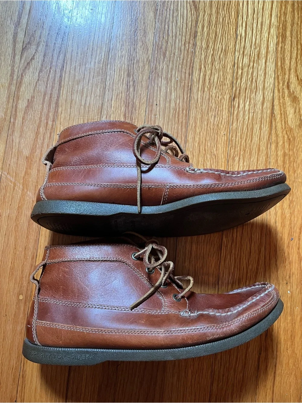 Sperry Brown Leather Moc Toe Boat Shoes